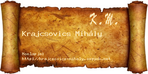 Krajcsovics Mihály névjegykártya
